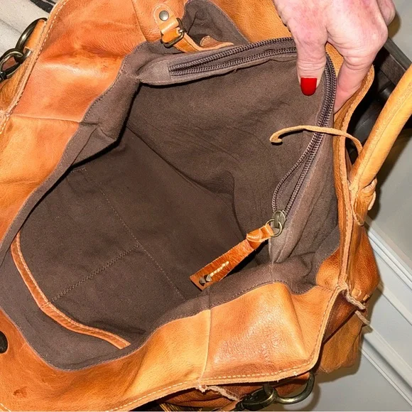 Bed Stu Leather Rockaway Shoulder Bag Crossbody Tote Tan Rustic $345 - Picture 10 of 13